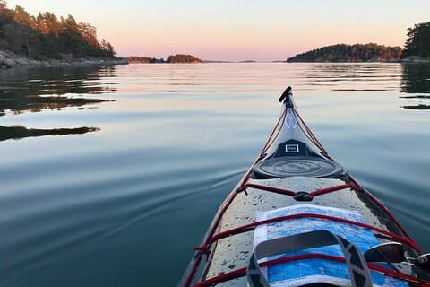 Quiet Sunset Kayaking in Stockholm Archipelago
