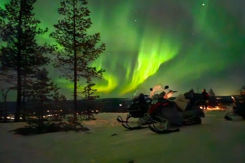 Hunt for the Northern Lights on Snowmobile