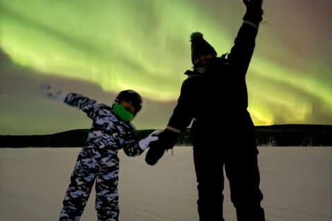 Northern Lights Chase with open fire Dinner in Kiruna