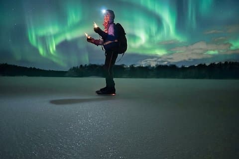 Stockholm Night Firelit Ice Skating & Northern Lights Chance