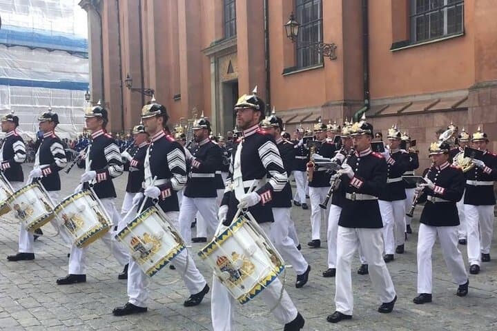 The changing of the guards at the Royal Palace.