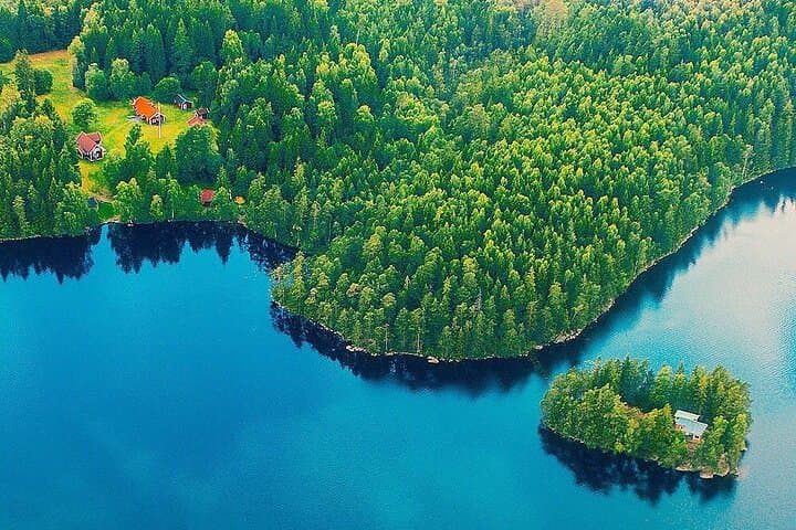 Swedish forests and lakes. Swedish picnic experience optional. 
See horses, deep forests, lakes with sandy shores, perhaps berry picking if its the season.