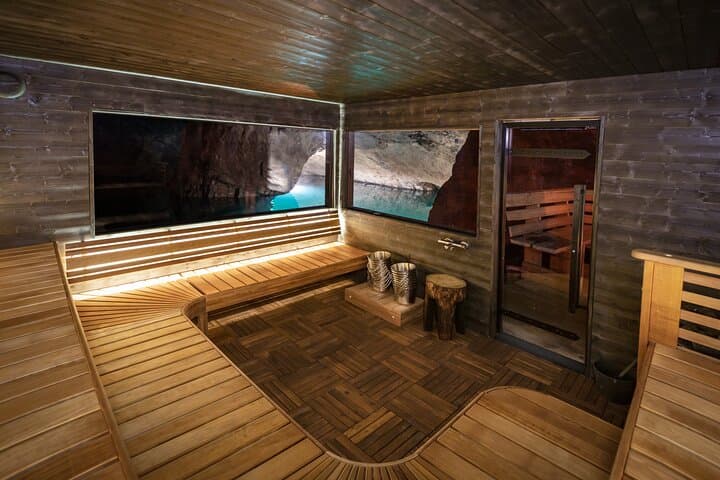 The view over the crystal-clear underground lakes, containing 9 million liters of drinking water