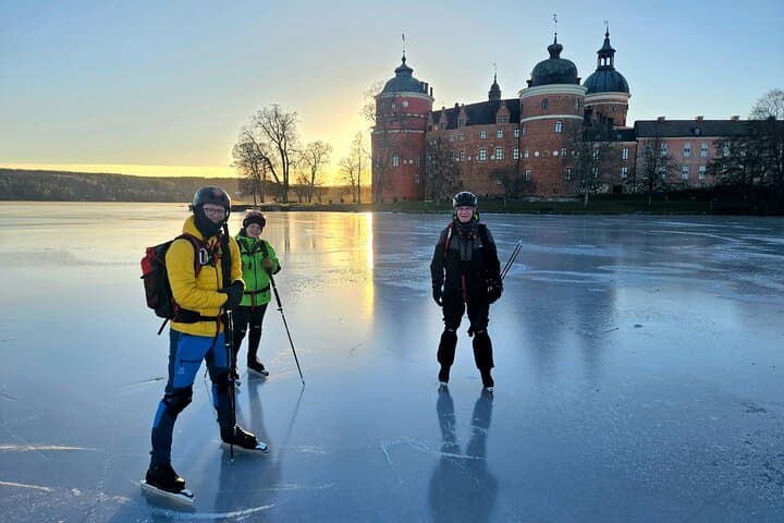 Nordic Ice Skating on a Frozen Lake in Stockholm