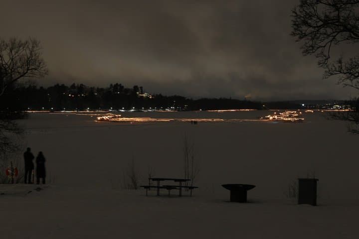 Stockholm: Ice Skating with fire & chance of Northern Lights