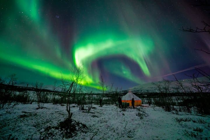 Evening Sami snowshoe hike to the reindeers and northern lights